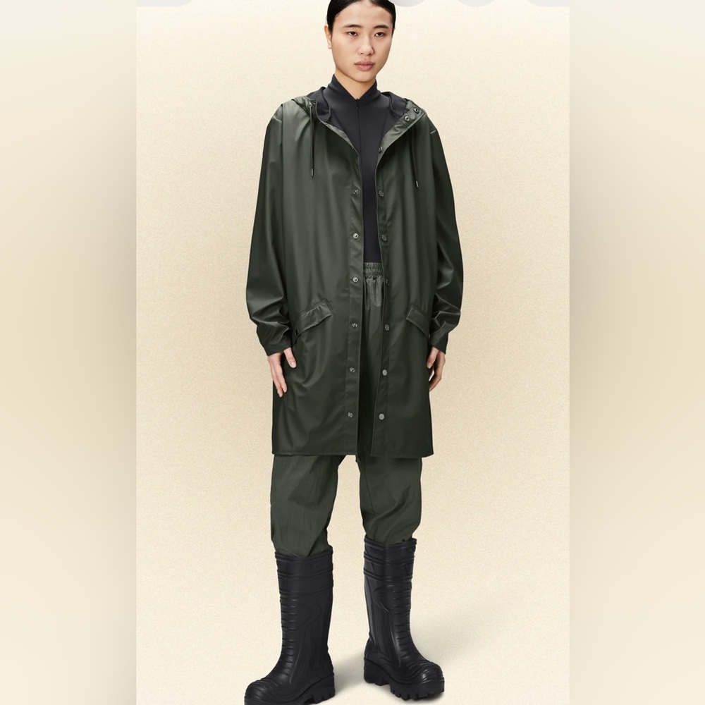 Rains Long Rain jacket in green